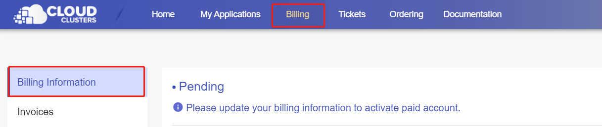 Go to the Billing edit interface